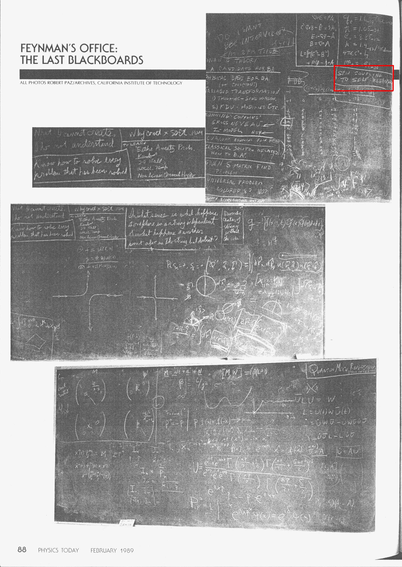 Feynman's last blackboard Feynman's last blackboard