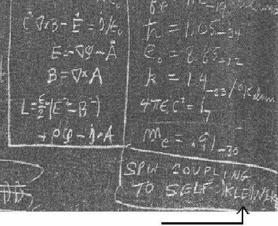 Feynman's last blackboard with zoom to corner Feynman's last blackboard with zoom to corner