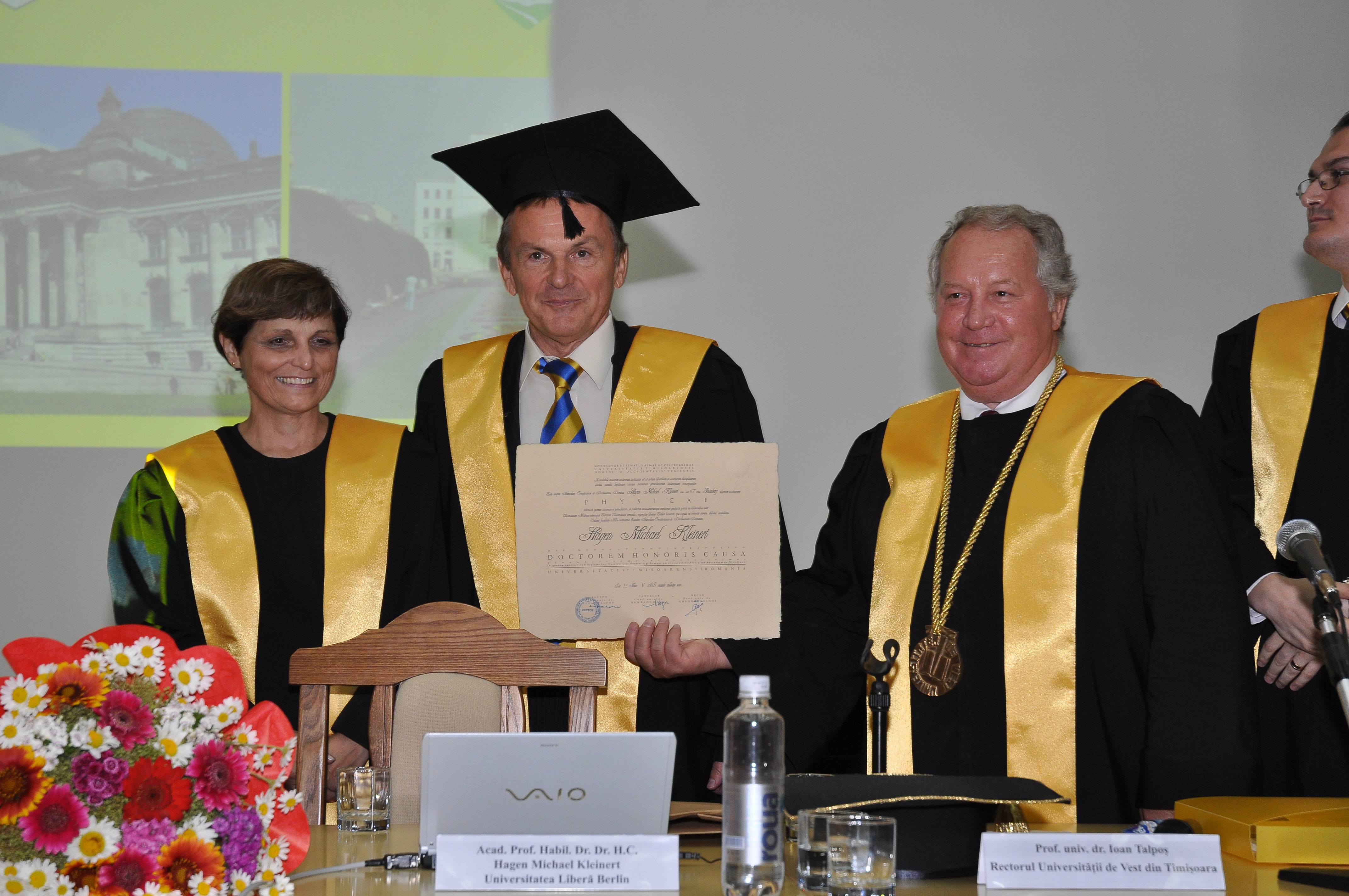 with Rector of West University of Timisoara at Dr. h.c. -ceremony in Timisoara 2009